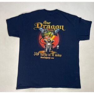 The Dragon 318 Curves In 11 Miles Motorcycle North Carolina T-shirt Men Large